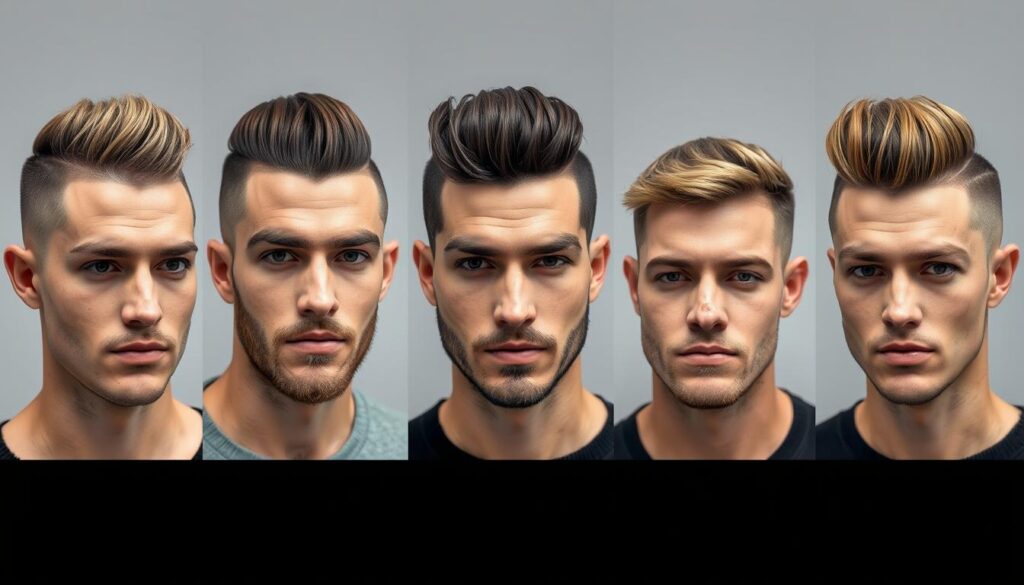 Faded pompadour haircut for different face shapes