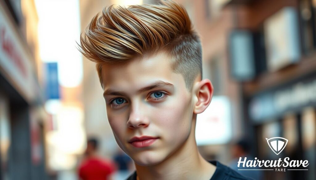 Modern quiff haircut