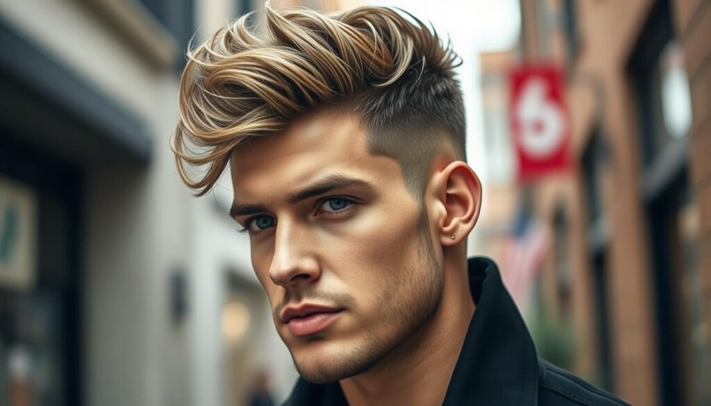 Textured quiff hairstyle