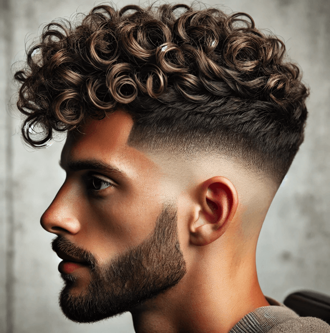 high razor fade with curls hairstyle