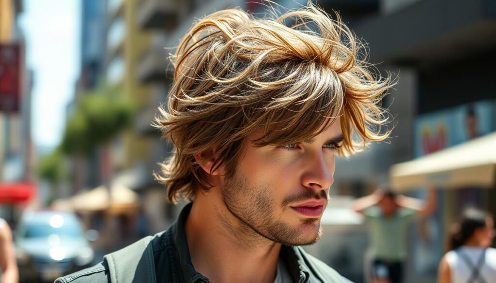 Messy hairstyle for men